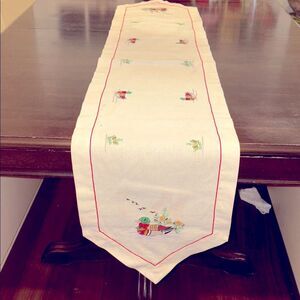 Vintage handmade Canvas Duck Table runner 66x13”